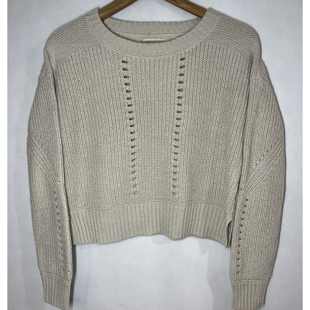 Aeropostale Sweater Womens Juniors S Cream Knit Fall Lagenlook Boho Cottage